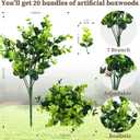 ColoPlay 20 Bundles Artificial Greenery Boxwood Plants, Fake Plant for Garden Porch, Window Box, Home Wedding, Farmhouse, and Indoor Outdoor Decoration