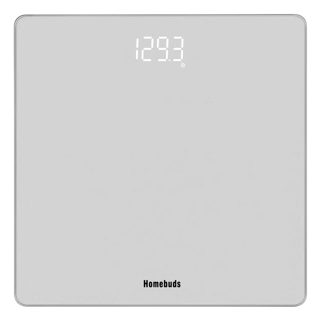 Homebuds Bathroom Scale for Body Weight, Precision 0.1lb by Our Professional Factory Since 2001, Weight Scale LED Display and Step-On, 3*AAA Batteries Included, 400lb/182kg, Silver