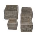 Wicker Storage Basket, Hand-Woven Paper Rope Woven Baskets, Rectangular Small Wicker Baskets for Organizing, Cube Storage Bins for Closet/Clothes/Dresser, White, 4-Pack