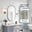USHOWER Brushed Nickel Pill Oval Mirror for Bathroom 24x36 Inch