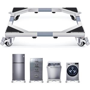 Nefish Upgraded Stainless Steel Appliance Dolly with Wheels 21-28 Inch Washing Machine Roller Heavy Duty 700 Lbs Furniture Cart with Wheel Flat Dollies for Washer and Dyer, Fridge, Cabinet, Boxes (Silver White)