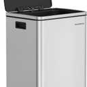 SONGMICS Trash Can, 13-Gallon Gabbage Can, with 15 Trash Bags, Stainless Steel, with Soft-Close Lid, Removable Inner Bucket, Handles, Silver ULTB595E01