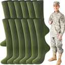 Hercicy 6 Pairs Men's Army Socks Military Boot Socks Cotton Crew Dress Stocking Men Plain Casual Season Grade Regular Fit