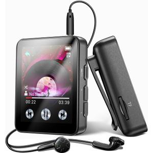 128GB Mini MP3 Player with Bluetooth 5.3,Portable Music Player for Kids with Clip,HiFi Sound,Voice Recorder,E-Book,Built-in HD Speaker,Digital Audio Player for Sport with Earphones & Screen Protector