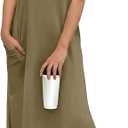 Nfsion Women Year-Round Summer Casual Sleeveless V Neck Loose Split Wrinkle-Free Long Maxi Vacation Dress with Pockets (XXL)