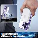 for iPhone 16 Pro Max Case,with Magnetic Invisible Ring Stand,Camera Lens Protecto,Transparent Electroplating Soft TPU Bumper Phone Case,Unisex Not Yellowing Slim Fit Case,Purple JUS25-15