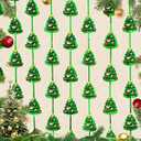 Otalibo Christmas Party Backdrop Decorations 2 Pack 3.3x6.6ft Red Silver Green Photobooth Props Christmas Tree Pattern Metallic Tinsel Streamer Foil Fringe Curtains for Wall Door Ugly Sweater New Year