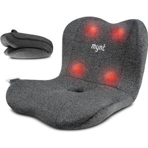 Mynt Lower Back Acupressure Massager, Lumbar Hip Rolling Massage Seat Cushion with Heat, Foldable Ergonomic Support Cushion with Shiatsu Massage Help Improve Sitting Posture