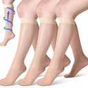 Shellwei 3 Pairs Sheer Compression Socks 20-30 Mmhg Knee High Compression Stockings Support Hose for Women L