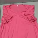 Aloodor Women's Casual Dresses Short Sleeve V-Neck Dress with Pockets (Large, 2b-pink)