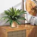 Luyue Fake Ferns Artificial Plants Sets of 2, 25" Artificial Boston Ferns for Outdoors Realistic Large Faux Fern Bush with 24 Fronds Hanging Plant for Front Porch Patio Outdoor/Indoor Home Decor