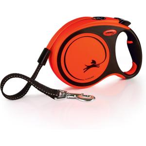 FLEXI Xtreme Tape Retractable Dog Leash for Large Dogs Upto 121 lbs.  26 ft., Orange/Black | Tangle Free Pet Walking Leash with One-Handed Brake, Pause, Lock | German Quality Product
