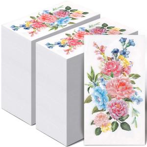 Jetec 200 Pcs Spring Floral Birds Guest Napkins Paper Napkins Decorative Disposable Hand Towels for Bathroom Tea Party Bridal Baby Shower Wedding Holiday Birthday(Colorful Flower)