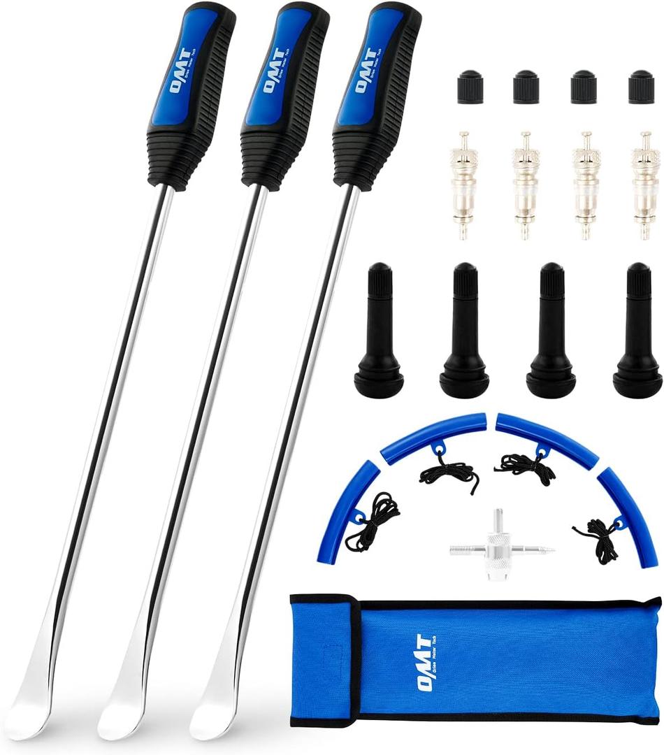 Orion Motor Tech 14.5" Tire Spoon Kit, 20pc Tire Changing Tool for Motorcycle Dirt Bike Lawn Tractor Bicycle, Motorcycle Tire Changer Tire Removal Tool with 4pc Rim Covers Valve Tool Valve Cores