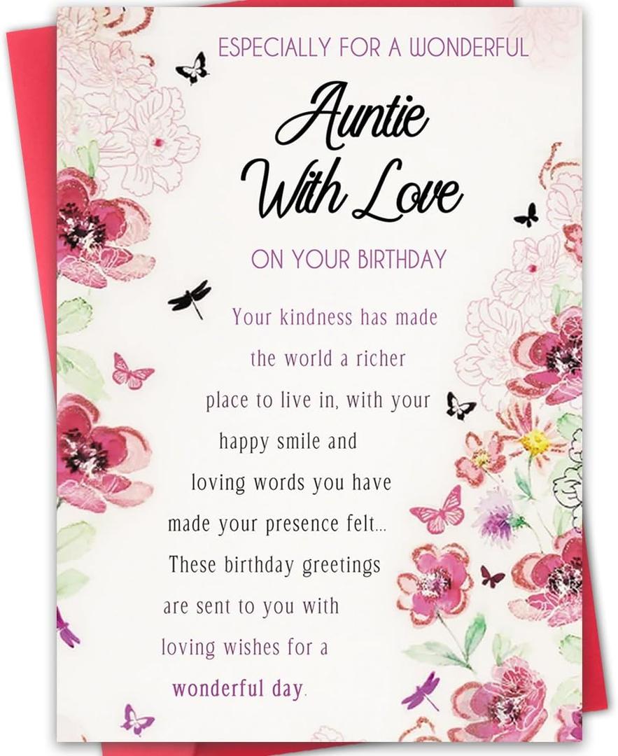 2 x Hongshan Birthday Card for Aunt,Unique Auntie Gifts from Nephew Niece,Thick Card Stock with Premium Envelope