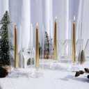 VOHO Hurricane Candlestick Holders Set of 6, Clear Glass Hurricane Candle Holder for Centerpiece Table Decorations, Bottomless Hurricane Glass & Candle Sticks Holder Decor for Wedding, Birthday, Party