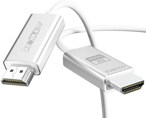 GeoHN.G 10K 8K Fiber Optic HDMI Cable 6.6FT/2M, 48Gbps 8K60Hz Super Flexible HDMI 2.1 Cable eARC HDR10 HDCP 2.2&2.3 Dolby Dynamic HDR Compatible with Blu-ray/Roku TV/PS5/HDTV/SoundBar