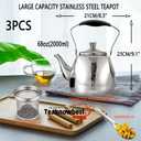 Stainless Steel Teapot with Infuser, Teapot for Loose Leaf Tea 68oz, Teapot for Stovetop, Mirror Finished, Dishwasher Safe (2000ml)