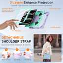 Case for iPad Pro 13 Inch M5 2025 / M4 2024, Auorld for iPad Pro 13 Inch M5 2025 with Screen Protector, 360 Degree Rotating Stand Shoulder Strap Pencil Holder, Purple Mint