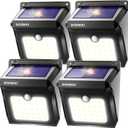 Solar Outdoor Lights -120 Illumination Solar Motion Sensor Lights Outdoor - IP65 Waterproof Wireless Security Outdoor Solar Powered Lights for Garden Fence Patio Deck28LED 4-Pack