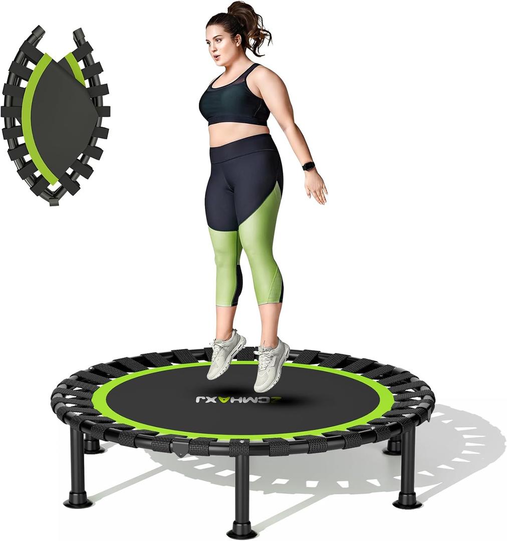 ZCMHAXJ Foldable Mini Trampoline, 48" Rebounder Trampoline for Adults & Kids, 440lbs Capacity Indoor Fitness Workout Exercise Equipment