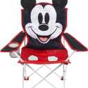 Disney Mickey Mouse Figural Folding Camp Chair for Kids, Portable Outdoor Chair with Carrying Case, Lightweight and Durable, Indoor/Outdoor Seating for Ages 3+, Perfect for Camping or Backyard
