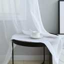 White Curtains 108 Inches Long for Living Room Decor Set 2 Panels Grommet Linen Textured Window Sheers Extra Long Drape Floor to Ceiling Curtains for Patio Sliding Glass Door Outdoor 52x108 Length