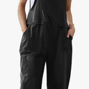 YESNO Women Long Casual Loose Bib Pants Overalls Baggy Rompers Jumpsuits with Pockets PV9. Size L