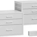 Closet Drawers Set of 2, White Closet Organizer with 3 Fabric Drawers, Stackable Storage Drawers for Closet, Bedroom, Dorm (White)