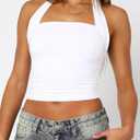 Women Halter Tank Tops Summer 2026 Backless Going Out Shirts Sexy Sleeveless Cute Crop Y2k Trendy Outfits (White, S)