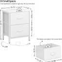 Vagusicc Nightstand Set of 2 with Charging Station, End Table Bedside Table with Power Outlet & USB Ports, Side Table with 2 Fabric Drawers for Bedroom, Living Room, White, 15.75 inches x 11.81 inches x 22.25 inches
