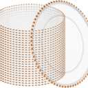 24 Pack Clear Charger Plates Bulk Wedding, 13 Inch Plastic Round Dinner Chargers with Orange Beaded Rim, Acrylic Round Decorative Plates for Wedding Party Home and Tabletop Decor (Orange), 24 Pcs