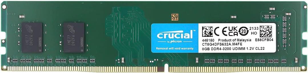 Crucial 8GB DDR4 UDIMM 3200MHz CL22 Single Ranked x16 Single Stick Desktop PC Memory RAM