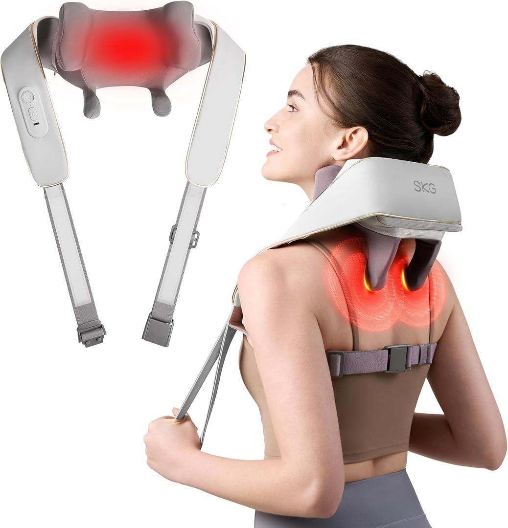 SKG Neck Massager with Heat for Pain Relief, Deep Tissue 6D Kneading, Cordless Neck and Shoulder Massager for Men and Women, Family and Friends