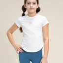 Stelle Girls Athletic Shirts Short Sleeve Quick Dry Sports Tees UPF 200, Crew Neck Active Tops for Kids 5-15 Years (White, XS)