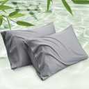 Bedsure Pillow Cases Queen, Cooling Pillow Cases, Rayon Derived from Bamboo Silver Grey Pillowcases Queen Size Set of 2, Soft & Breathable Bedding Pillow Covers with Envelope Closure, 20x30 Inches, Silver Grey