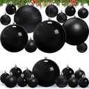 Marsui 24 Pcs Giant Christmas Balls Ornaments Extra Large Outdoor Black Christmas Ornament 8'' 6'' 3'' 2'' Large Xmas Balls Bulk Plastic Shatterproof for Xmas Tree Lawn Yard Porch (Frosted and Shiny)