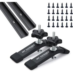 Aluminum 2pk 48" T-Track for Woodworking with 2pk Hold-Down Clamps-Woodworking and Clamps-Fine Sandblast Black Anodized