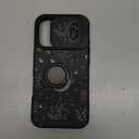 Goocrux for iPhone 16 Pro Case - Women Girls Cute Phone Cover Girly Pretty Fancy Unique Aesthetic Design Slide Camera Cover with Ring Stand Holder Cases for Apple for iPhone 16 Pro,Black Moon Stars