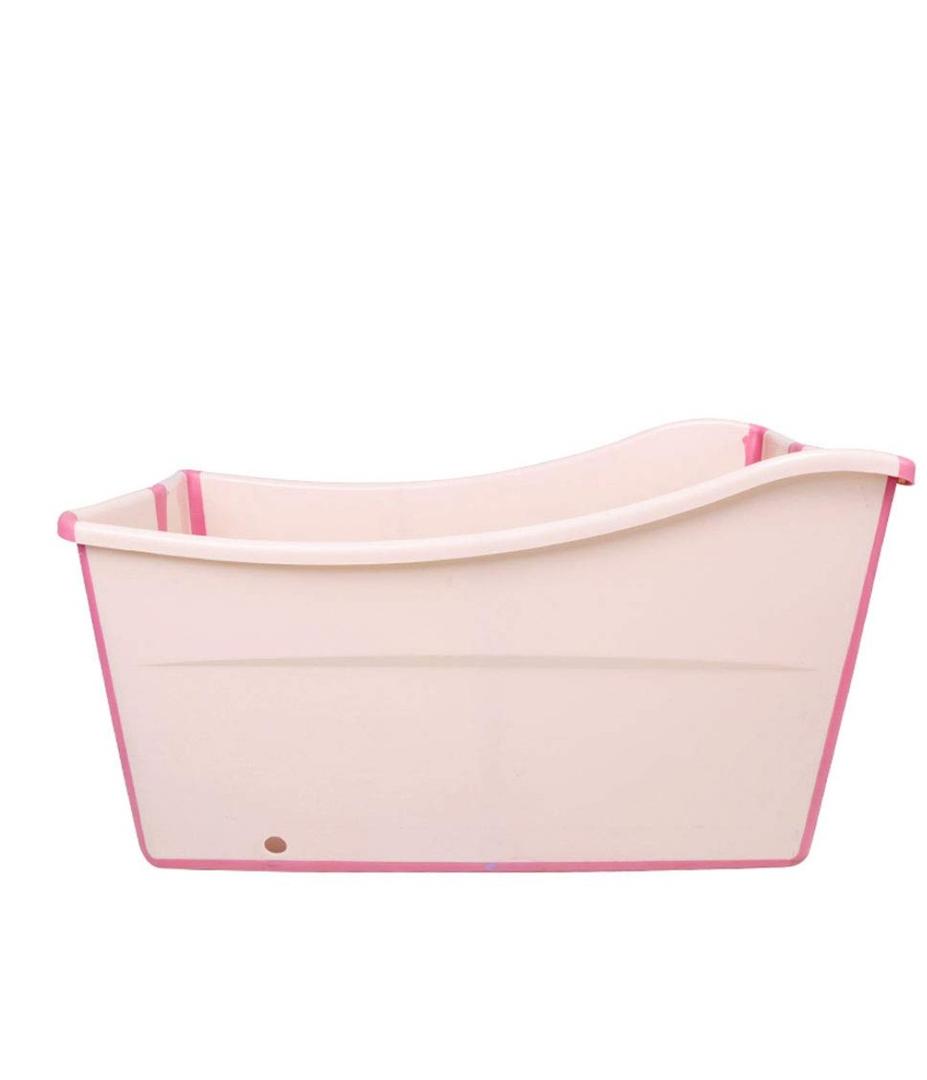 W WEYLAN TEC Freestanding Large Foldable Bath Tub Bathtub for Petite Adult Children Baby Toddler Pink
