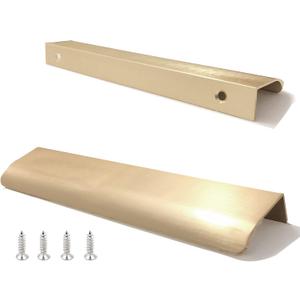 JOOJA 10 Pack Modern Style Finger Edge Pull Furniture DrawerHandles Hidden Cabinet Kitchen Drawer Handles Knobs Gold 120mm