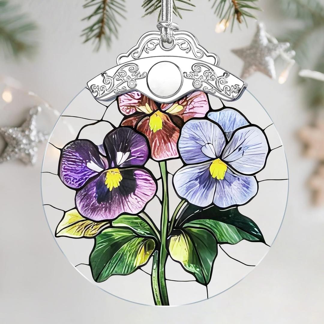 Christmas Ornaments: Stained Glass Ornament, Birth Flower Ornament, Christmas Tree Ornaments & Xmas Tree Decorations Exquisite Holiday Decor, Birth Flower Gifts Perfect Holiday & Xmas Gifts - Feb