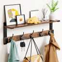 Coat Rack Wall Mount with Hooks and Shelf for Coat, Backpack, Key, Clothes Hanger, Wall Floating Shelf for Entryway, Living Room, Bathroom, Bedroom, Kitchen (23.6" - 1 pack, Brown)