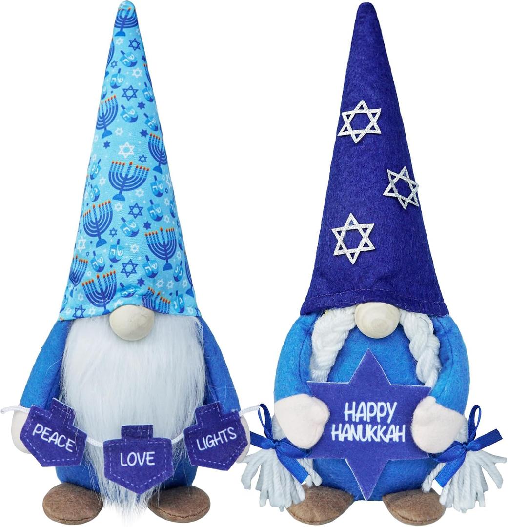 CRCZK Hanukkah Gnomes Decorations 2Pack Chanukah Gnomes Decor Hannukah Gifts Table Centerpieces Hanukkah Tiered Tray Decor Happy Hannukah Gnome Jewish Gifts Jewish Decorations