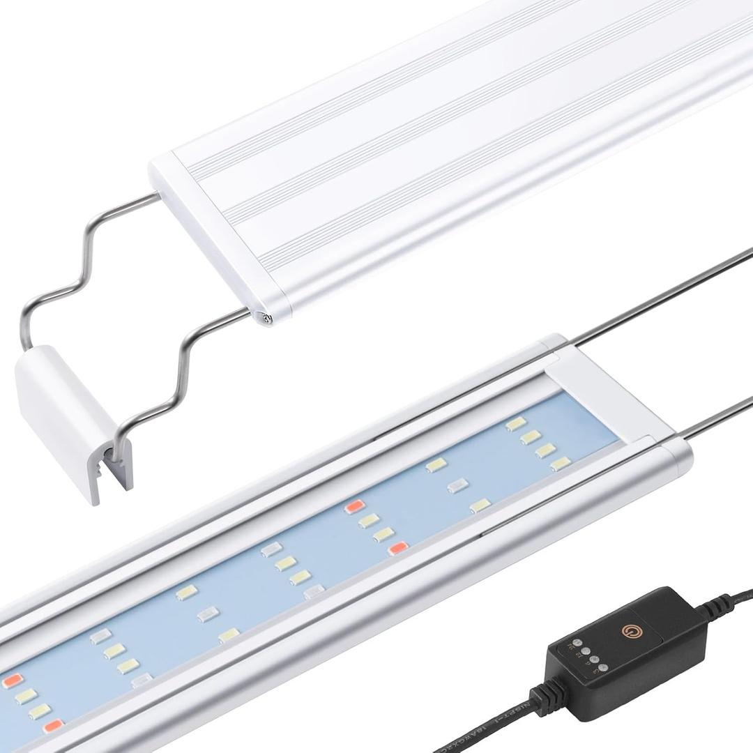 HITOP Full Spectrum LED Aquarium Light  24-32" Classic Fish Tank Light with Timer, Aquarium Plant Light with Stable Extendable Brackets (24-32in)