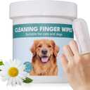 No Pawblems Natural Ear Wipes Finger for Dogs & Cats Comfy Finger Design | Clean Ear Wax, Debris & Dirt Gently | 50 Count Pack