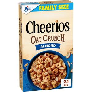 Cheerios Oat Crunch Almond Breakfast Cereal, Made with Whole Grain, Family Size, (24 Ounce (Pack of 1)) BB Date: 03/02/2027
