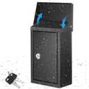 Yaocom Metal Locking Mailbox Cash Box Wall Mount Key Drop Mailbox for Outside Suggestion Money Donation Box for Hanging Secure Postbox with 2 Keys Home Office Garden Yard(Balck, 10 x 5.5 x 3)
