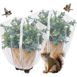 Blueberry Bush Netting Cover 2 Pack 4.5 x 4.5 ft, Bird Netting with Zipper & Drawstring, Reusable Berry Bush Netting for Lowbush Blueberries & Garden Plants, Bird Deer Insect and Poultry Barrier