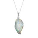 Yashee Ethiopian Opal Raw Pendant Necklace, Silver Plated, 18 inch